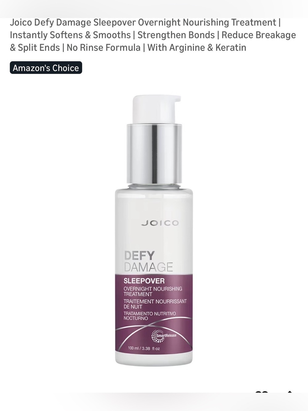 Joico Defy Damage Sleepover Nourishing Treatment Mask